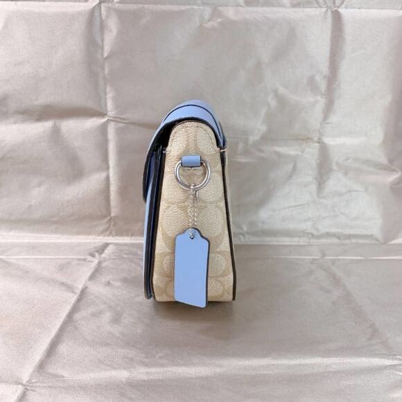 Coach C2806 Georgie Saddle Bag In Signature Canvas In Light Khaki/Marble Blue - Picture 2 of 5